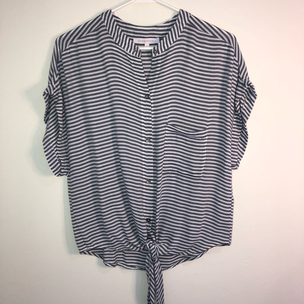 Olivceous Striped Blouse